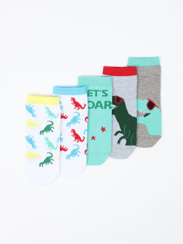Pack de 5 pares de calcetines dinosaurios
