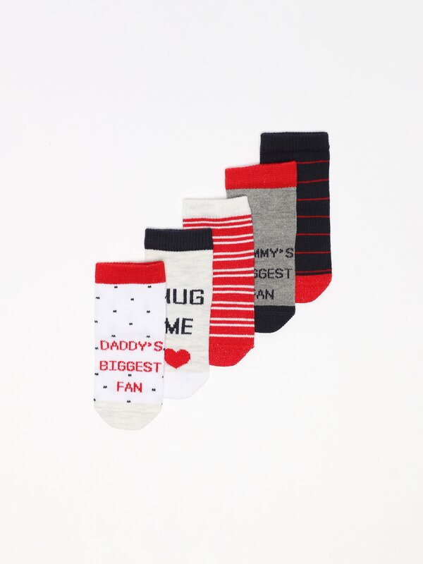 Pack of 5 pairs of family print socks