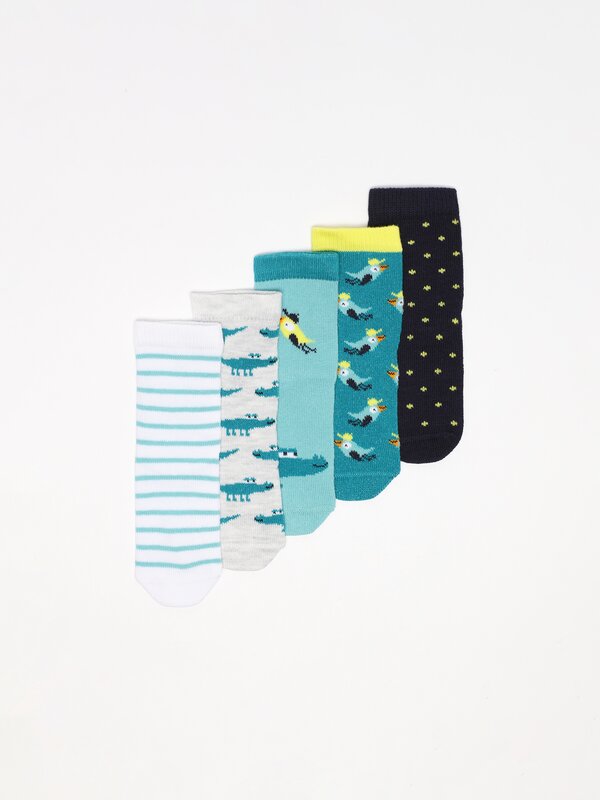 Pack of 5 pairs of crocodile print socks