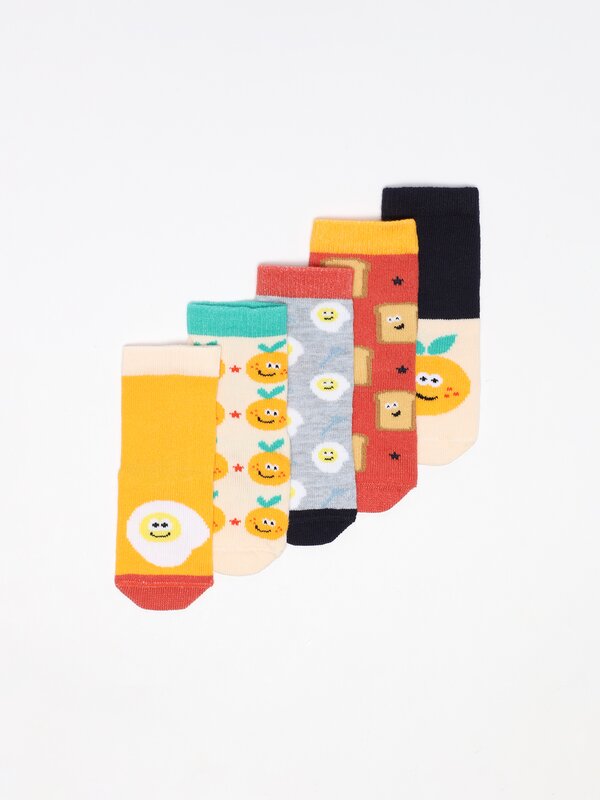 Pack de 5 parells de mitjons estampats esmorzar