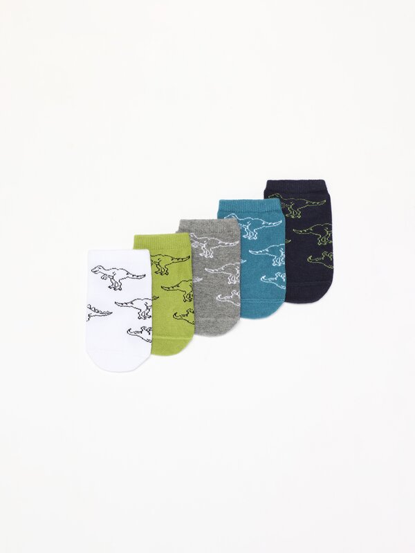 Pack de 5 pares de calcetines invisibles dinosaurios