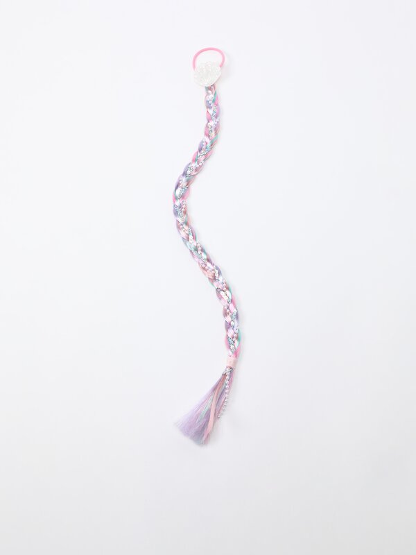 Multicoloured braided seashell hair tie