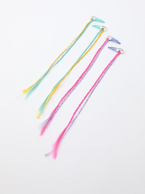 Pack of 4 rainbow braided hair clips