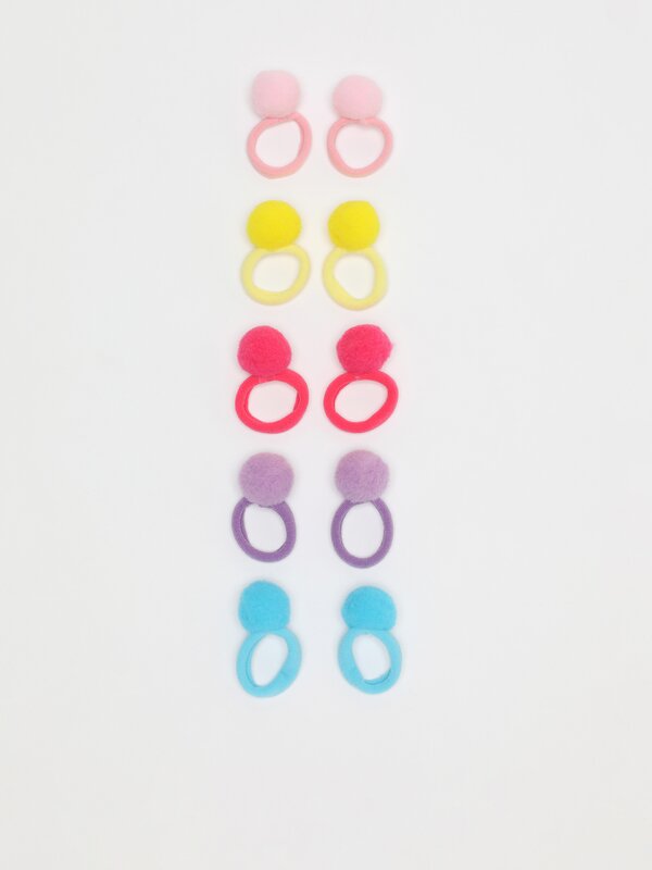 10-pack of hair ties with pompoms
