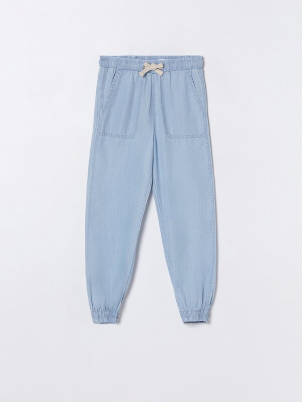 Lightweight denim joggers trousers