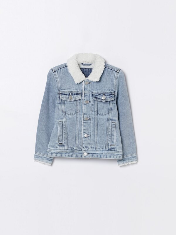 Denim jacket with faux shearling lining