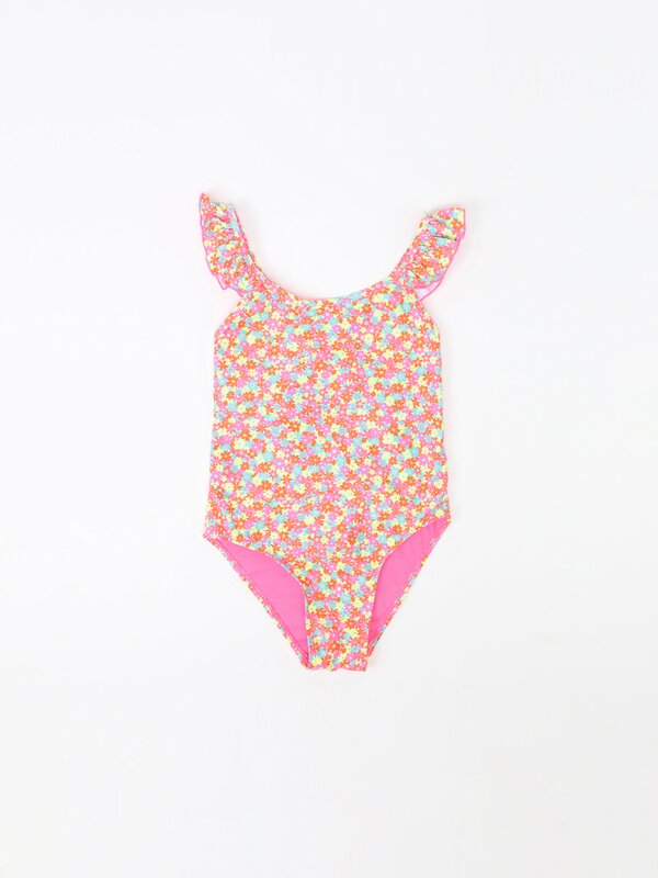 Fato de banho estampado com folhos