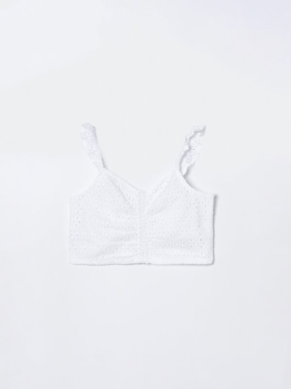 Ruffled Swiss embroidery top
