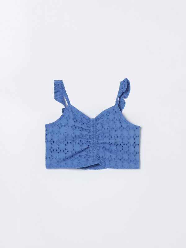 Ruffled Swiss embroidery top
