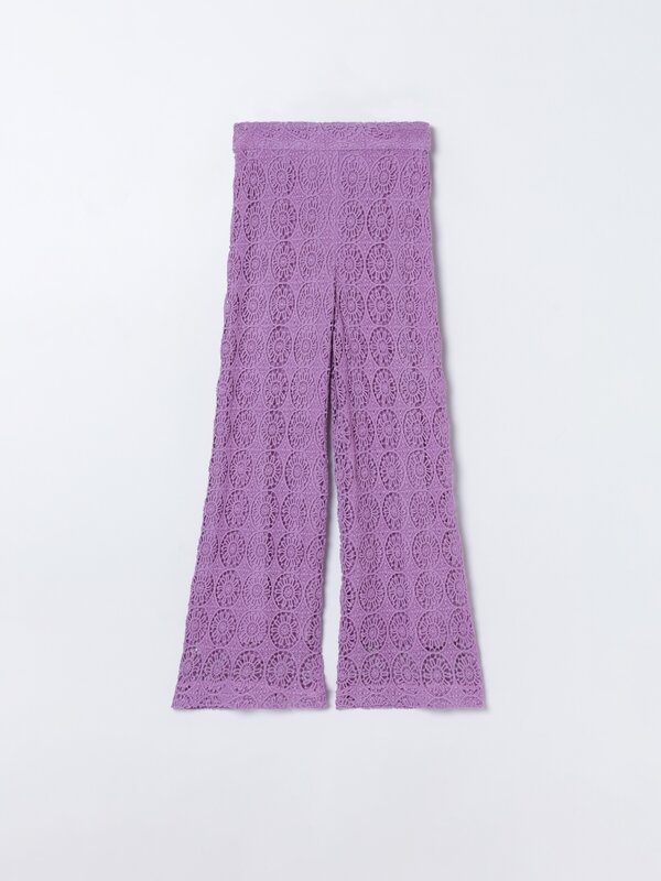 Flared crochet trousers