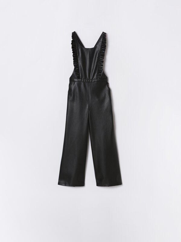Faux leather dungarees