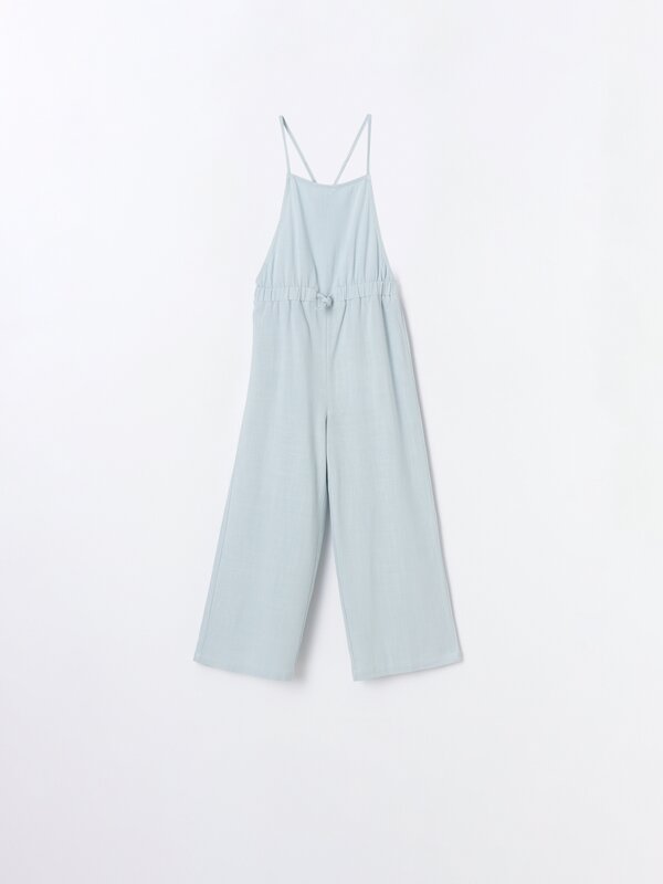 Rustic jumpsuit with thin straps
