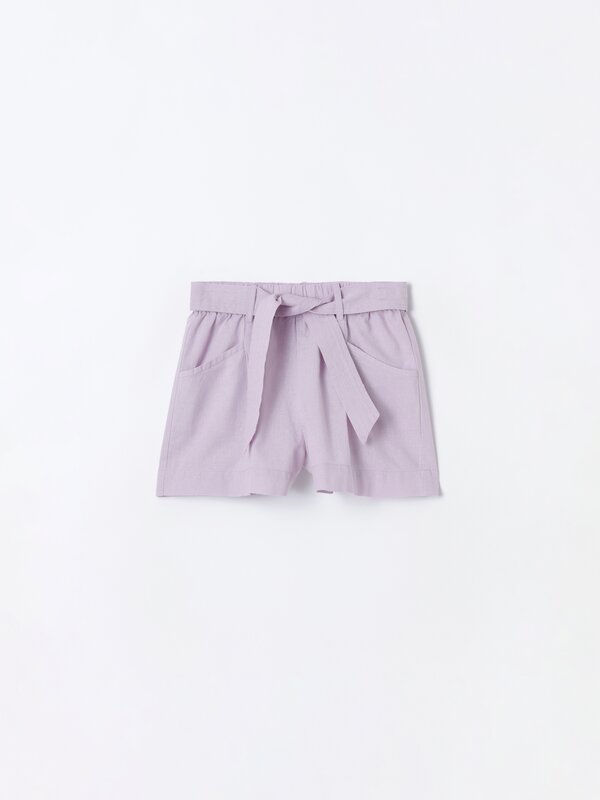 Cotton-linen shorts with belt