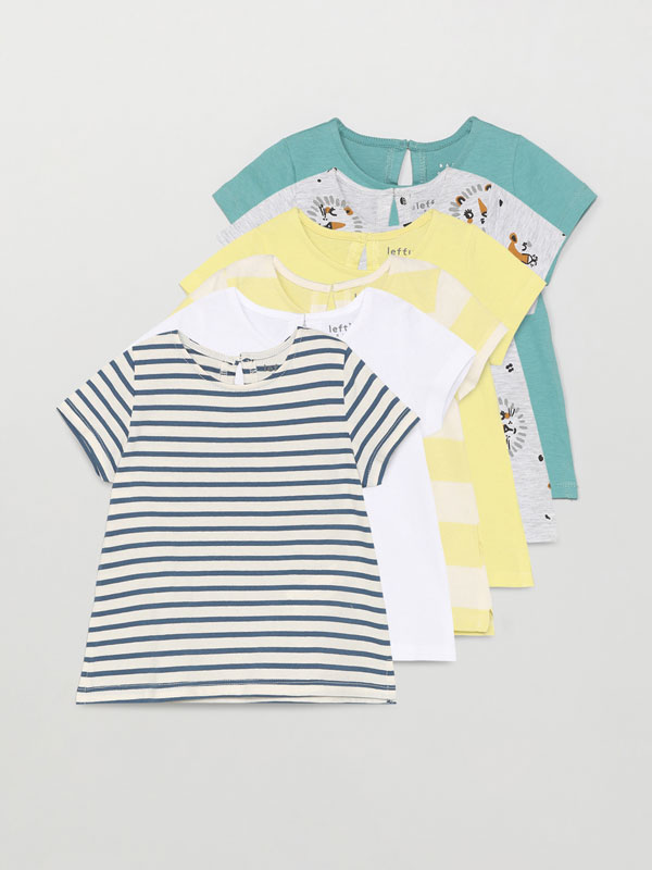 6-Pack of plain and printed short sleeve T-shirts
