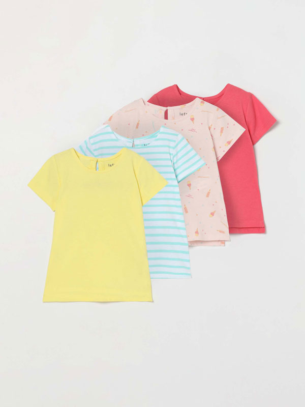 Pack de 4 camisetas estampadas de manga curta