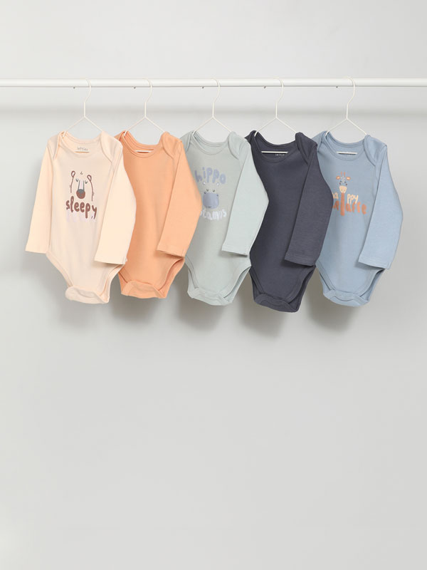 Pack of 5 basic long sleeve bodysuits
