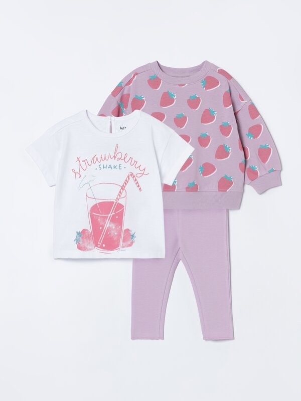 3-piece set with sweatshirt, leggings and T-shirt
