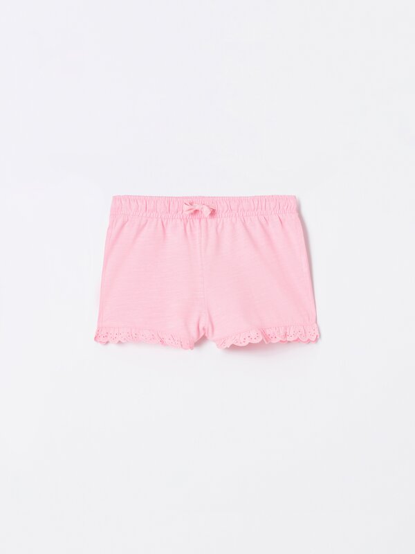 Shorts with Swiss embroidery