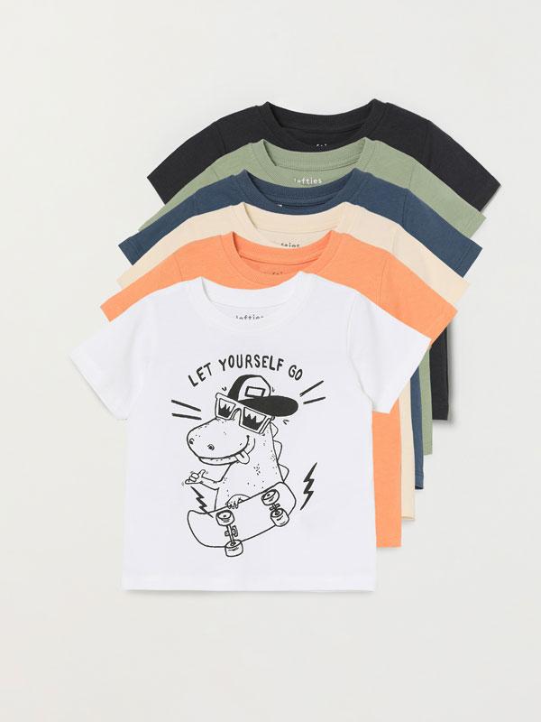 Pack of 6 printed short sleeve T-shirts