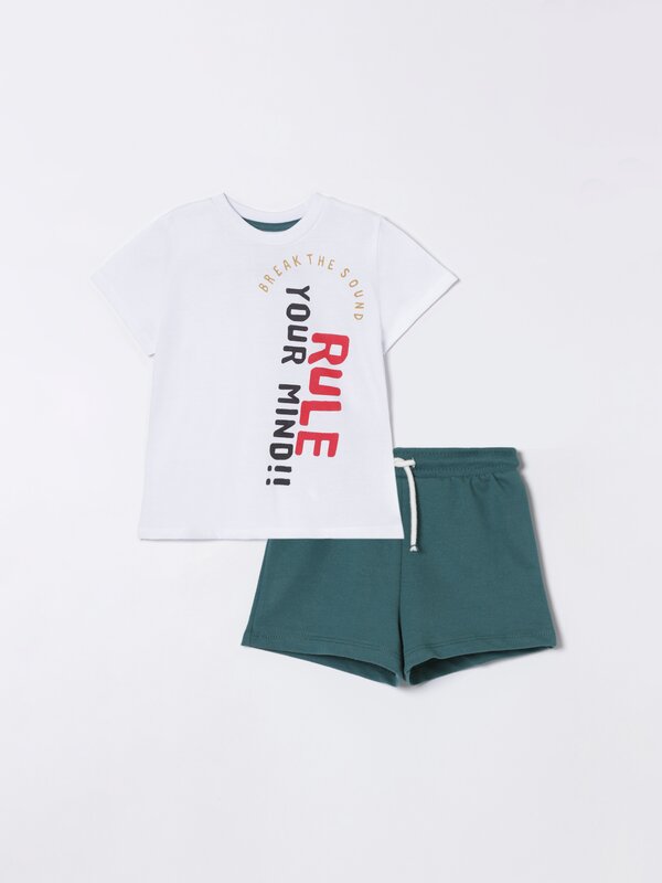 Plush T-shirt and Bermuda shorts set