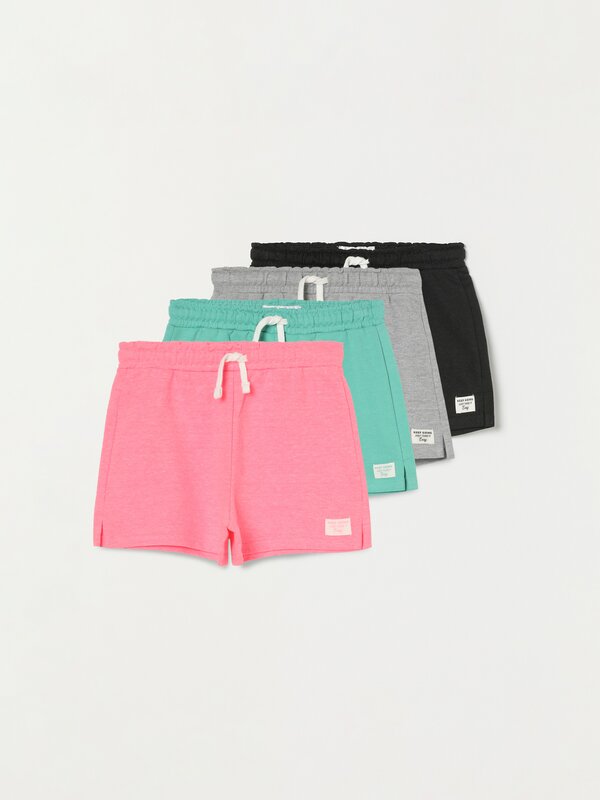 Pack of 4 basic plush shorts