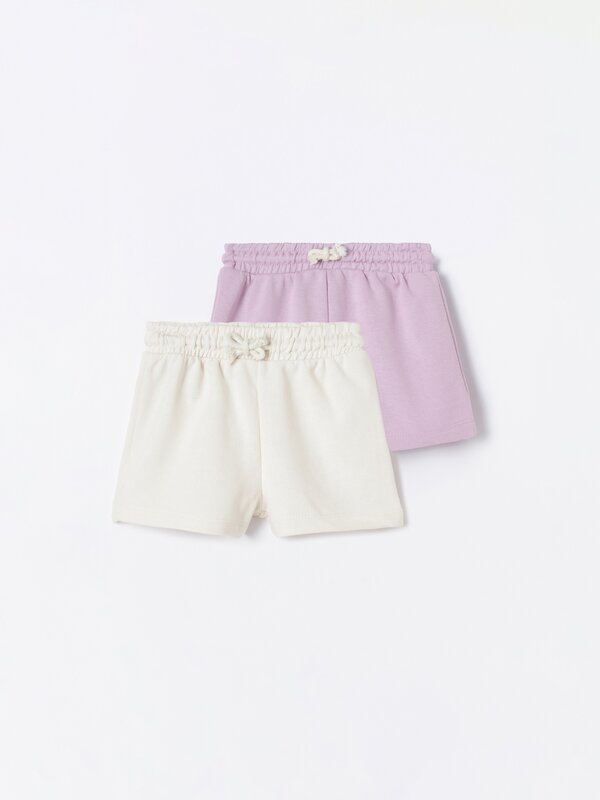 Pack de 2 pantalóns curtos de felpa básicos lisos