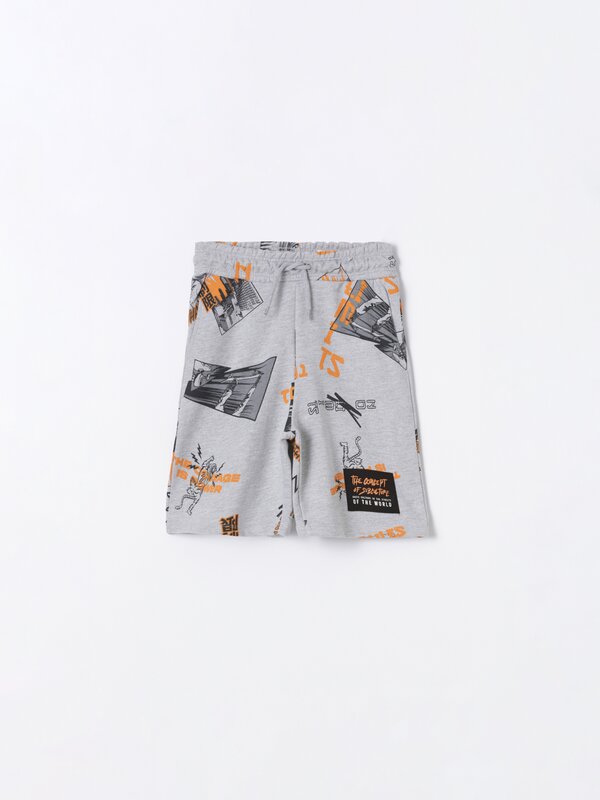 Plush printed Bermuda shorts