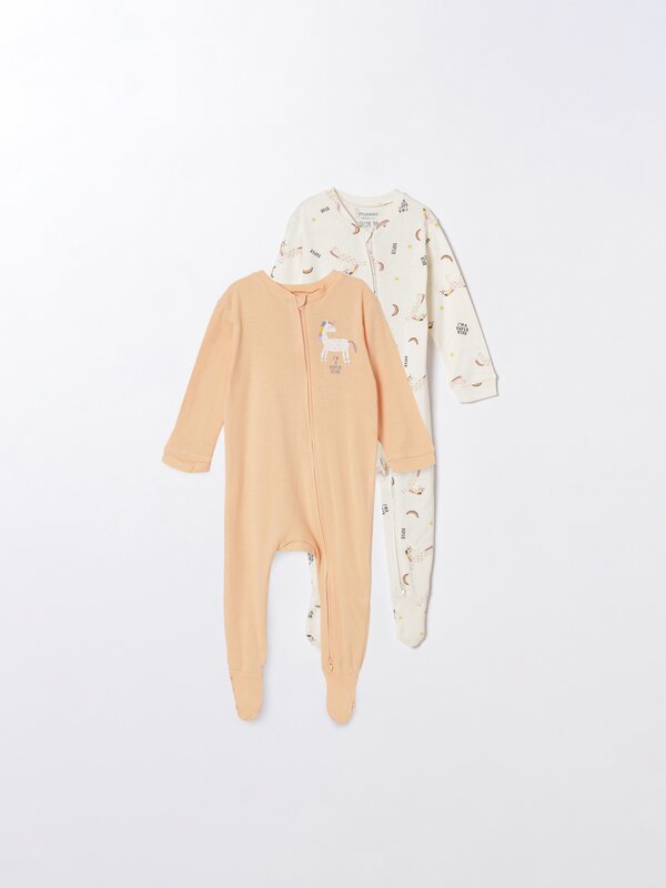 Pack of 2 sleepsuits with zip