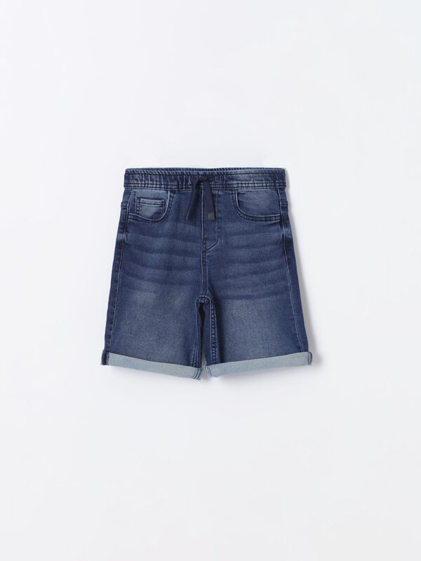 Denim jogger Bermuda shorts