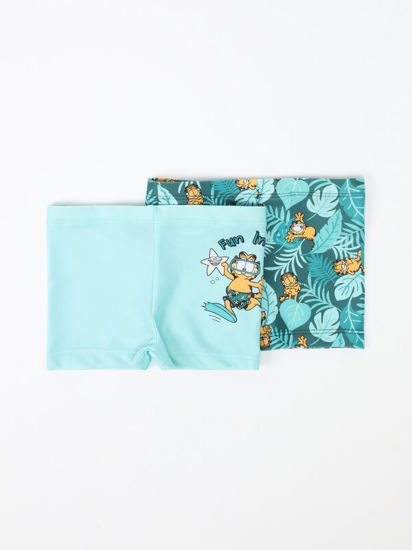 Pack of 2 Garfield ©Nickelodeon print swimming trunks
