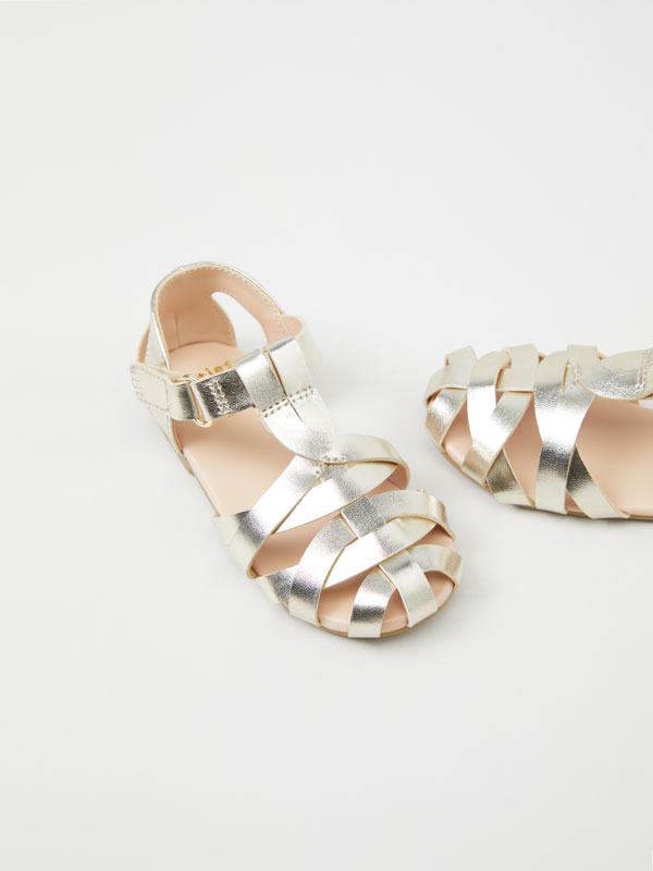 Metallic strappy sandals
