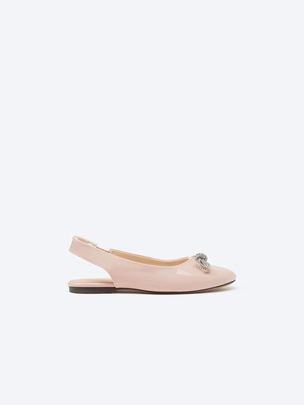 Slingback ballet flats with glitter bow