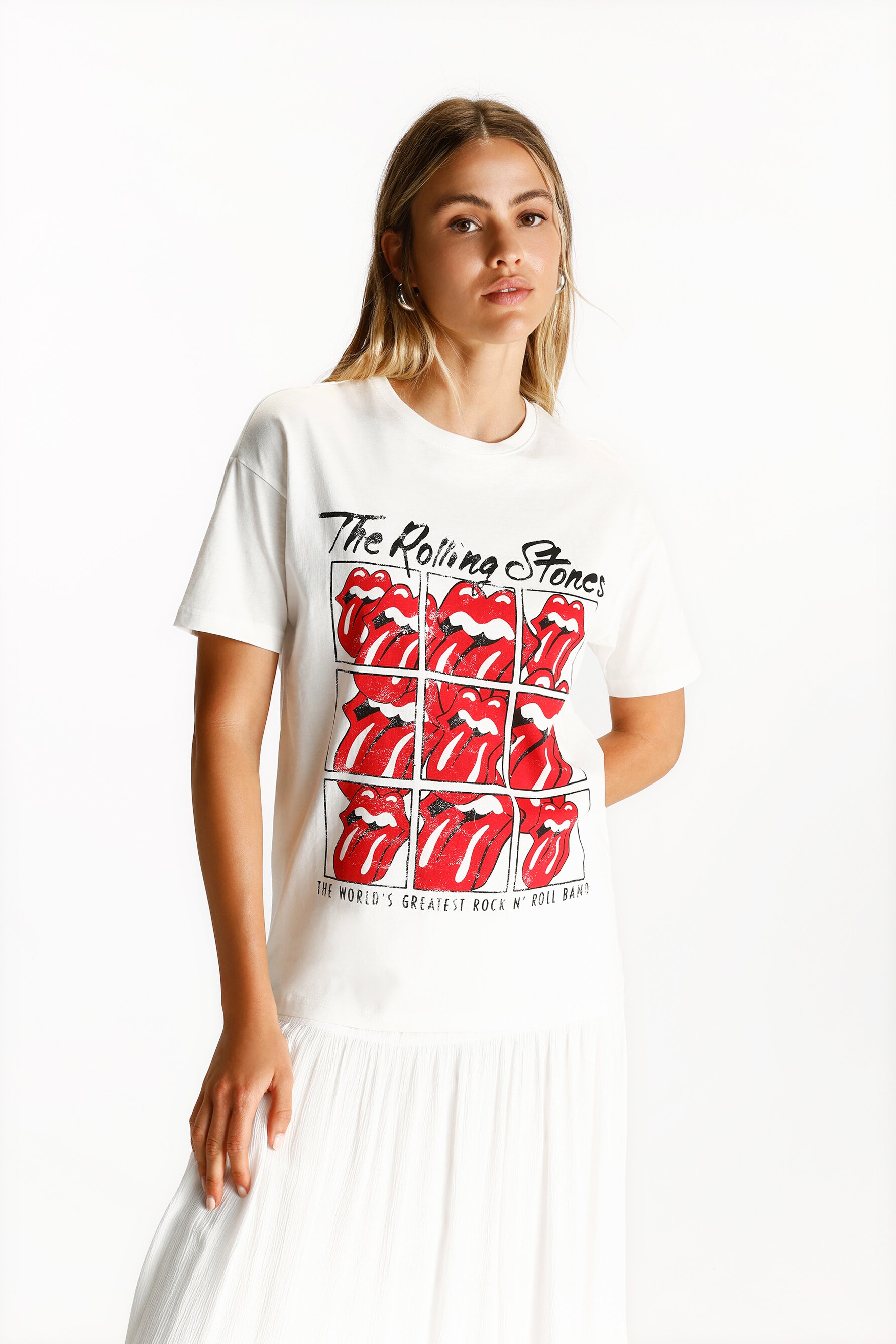 Camiseta blanca rolling stones mujer online