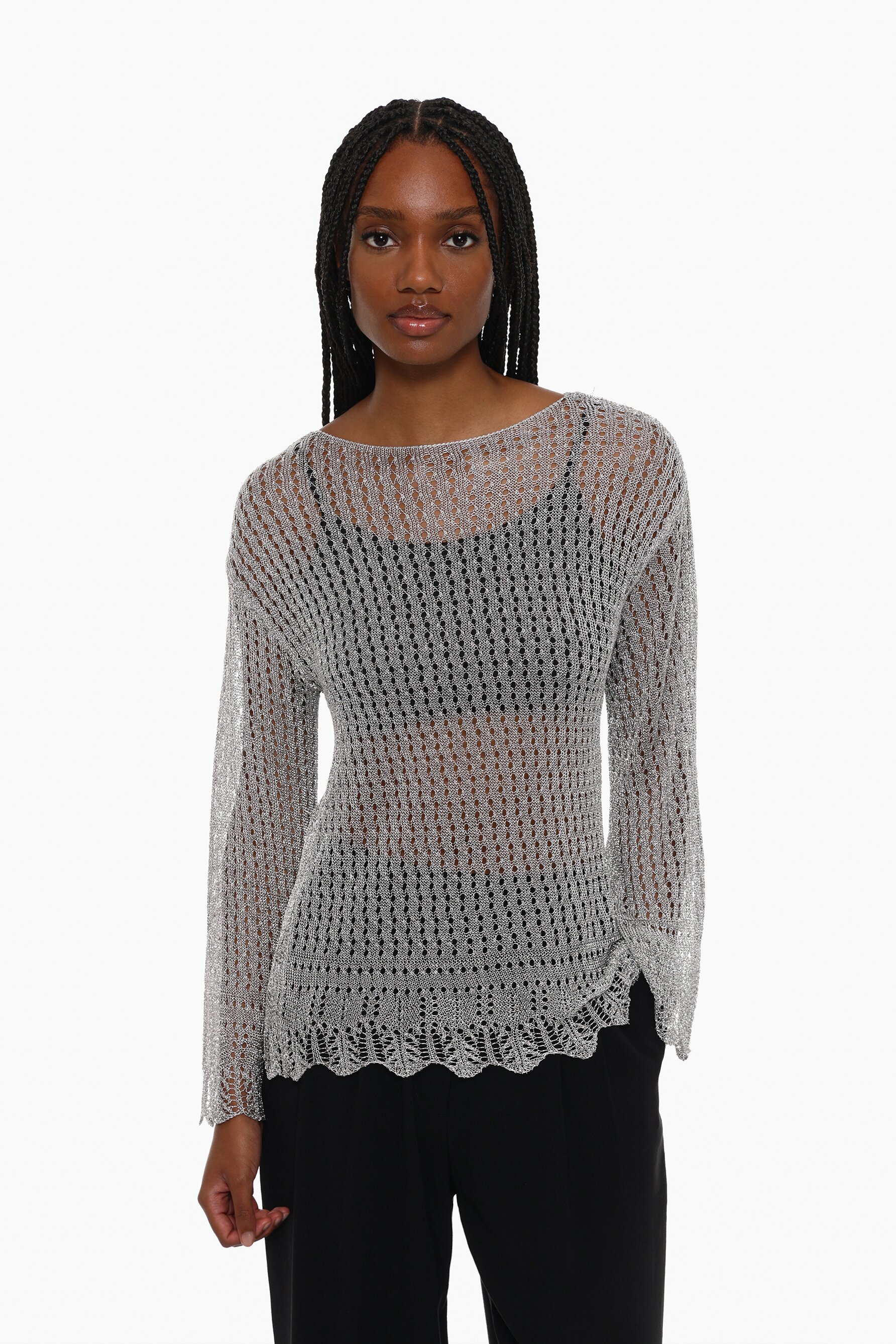 Open Knit on sale Scalloped Sweater