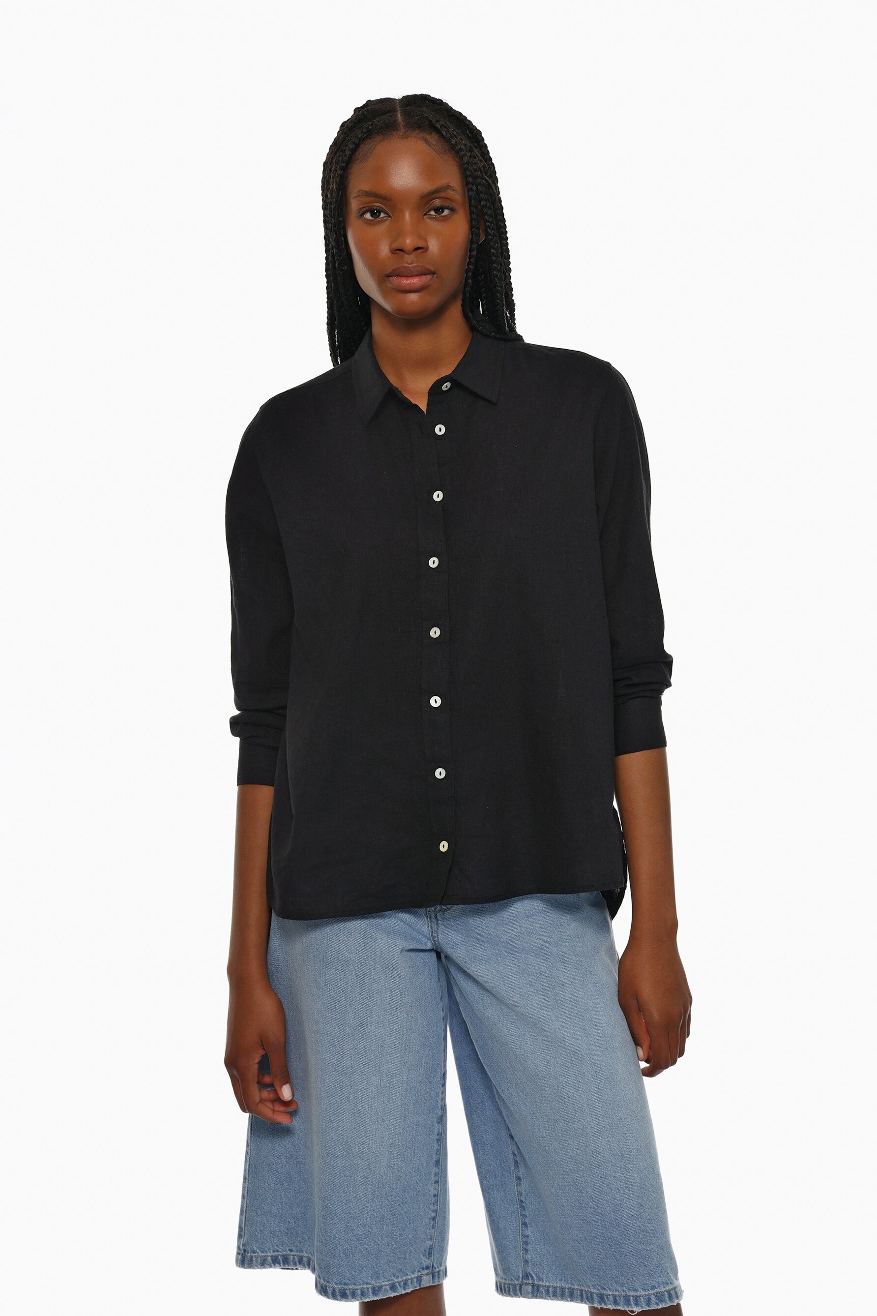 Camisa lino algodon Straight Jeans ROPA Mujer Lefties ESPANA