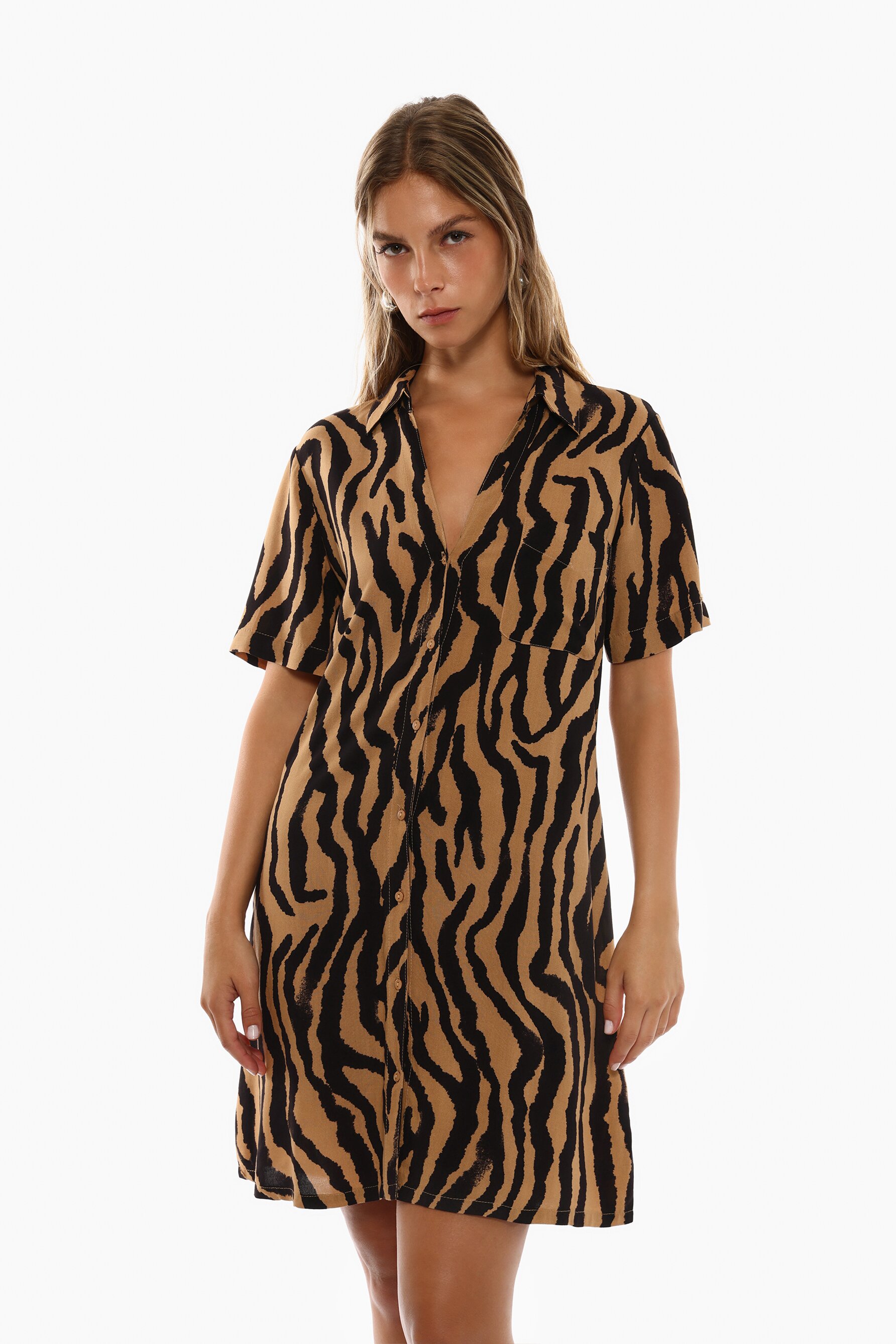 Vestido Camisero Tigre Vestido Camisero De Lefties