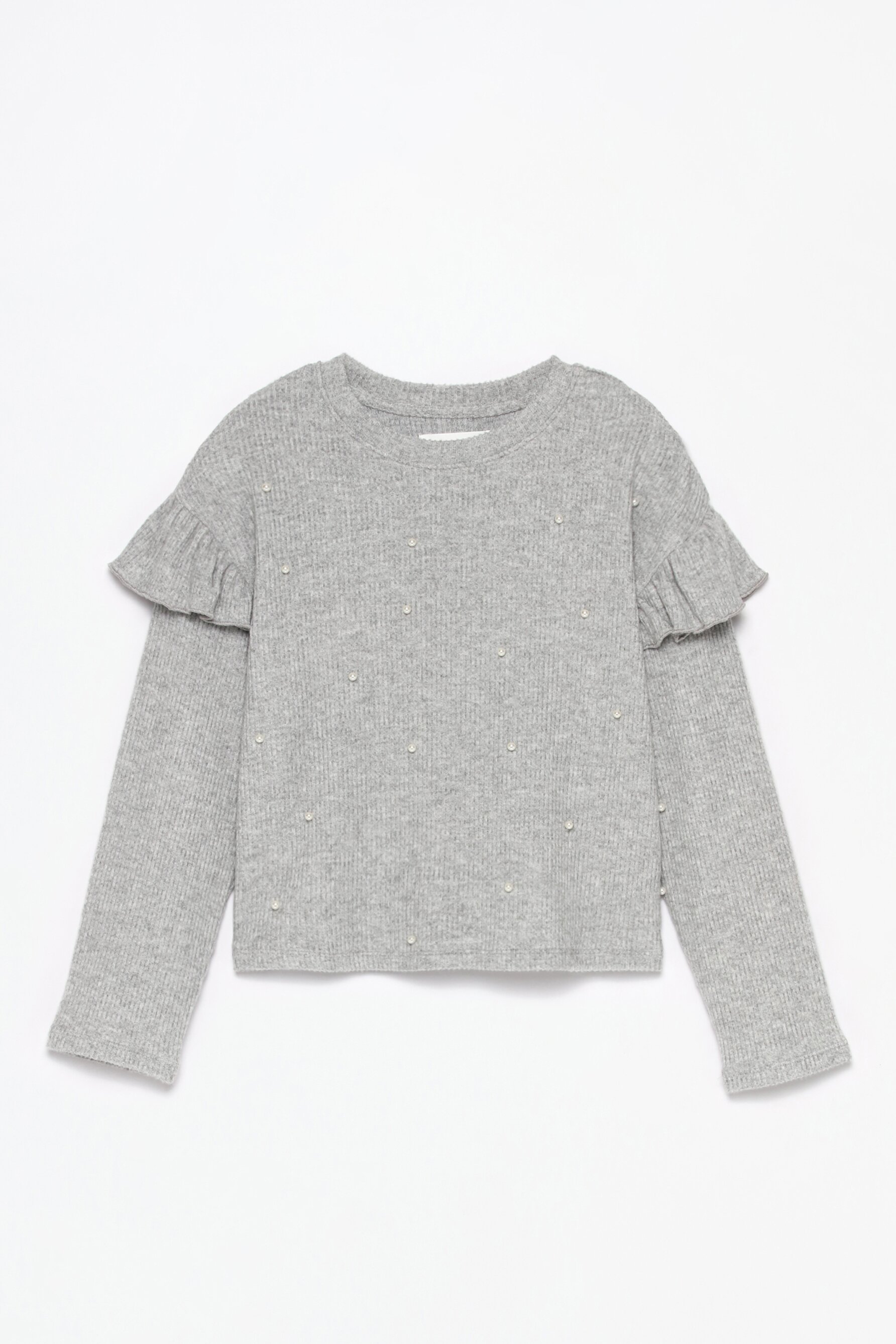 Grey ruffle sweatshirt hotsell