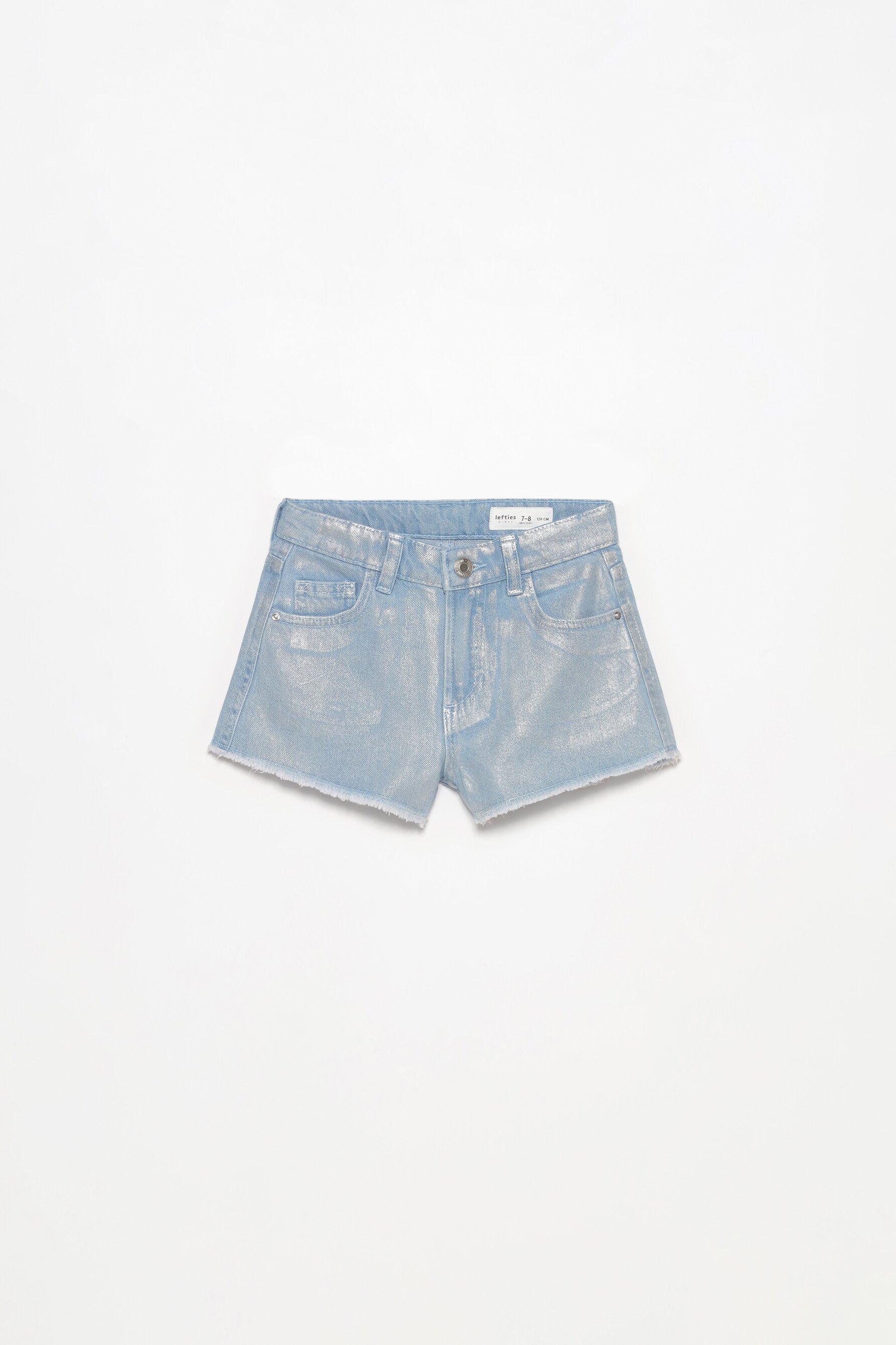 Metallic denim shorts Denim CLOTHING Girl Kids Lefties Oman