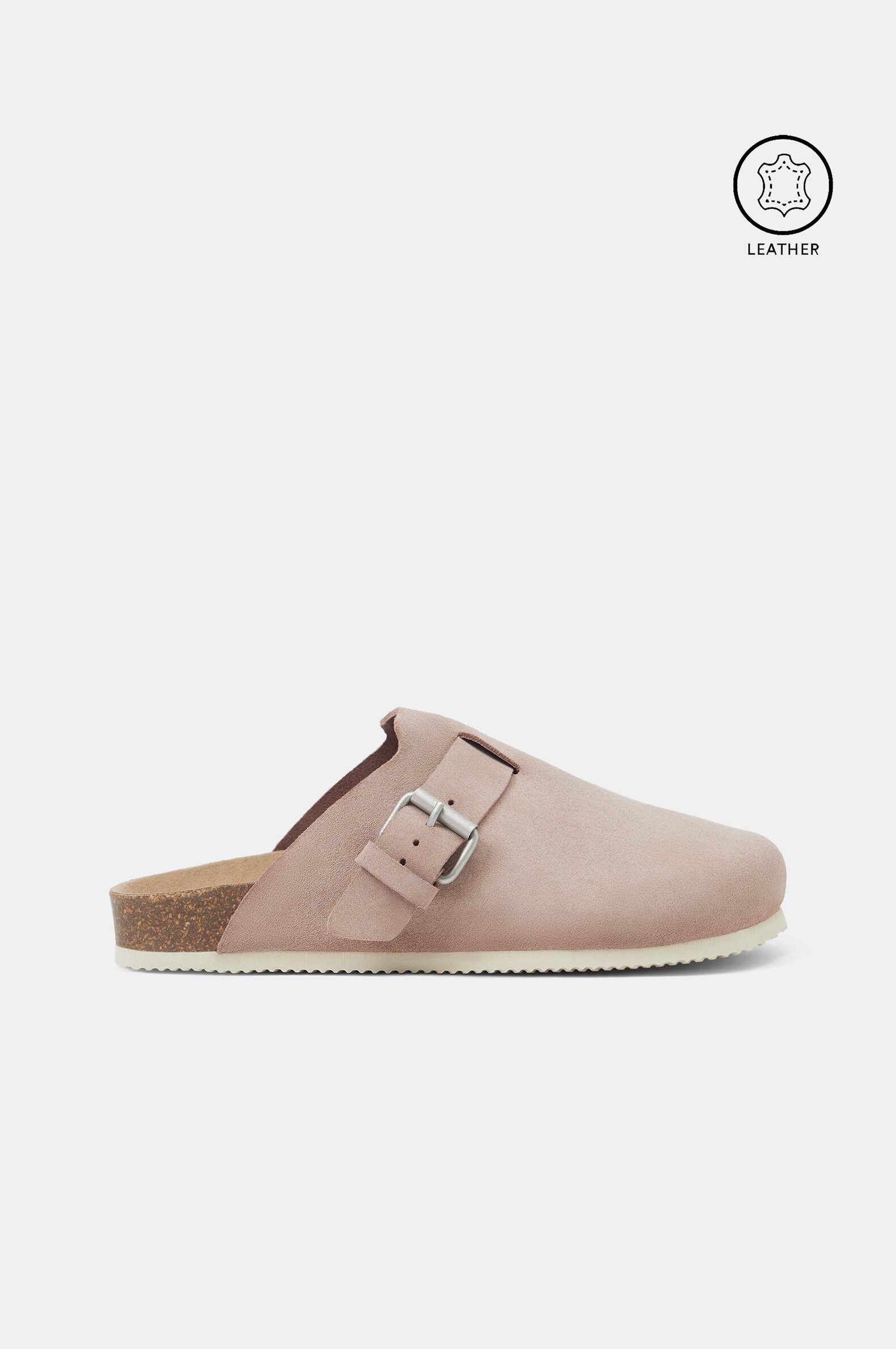Leather clogs with buckle