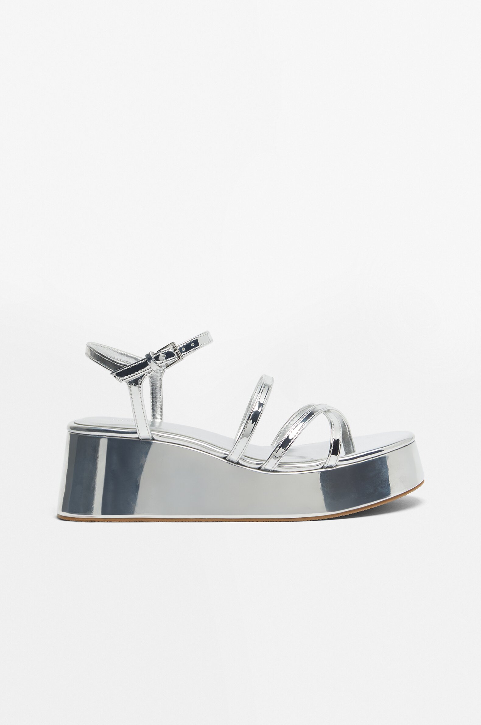 Silver platform wedge shoes top