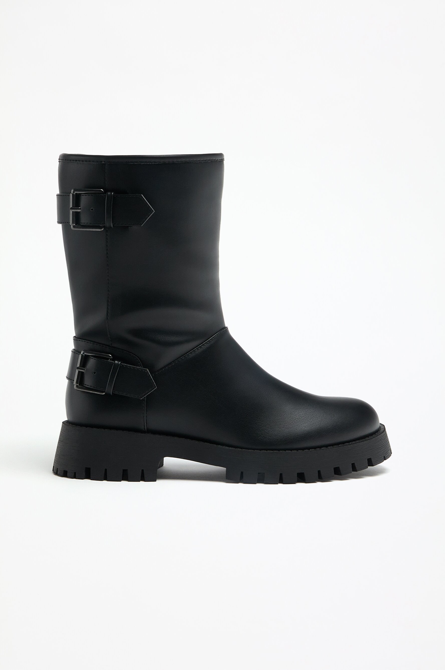 Double buckle side zipper wedge boots shop