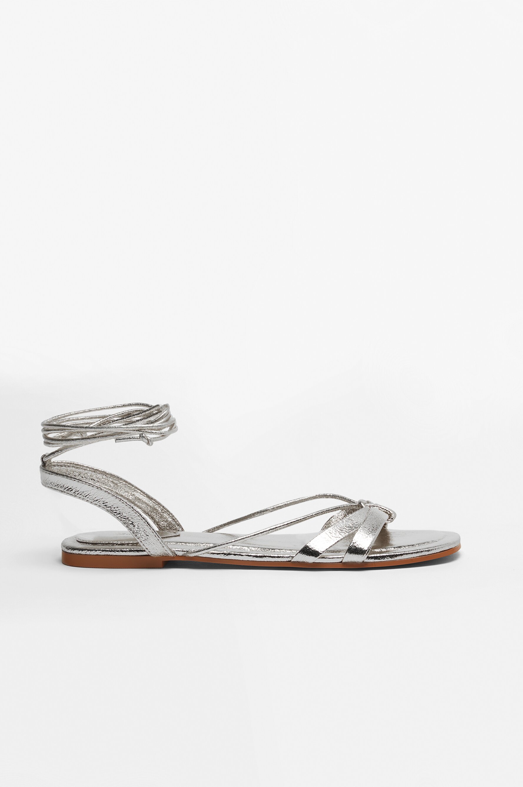 Metallic strappy flat sandals hot sale