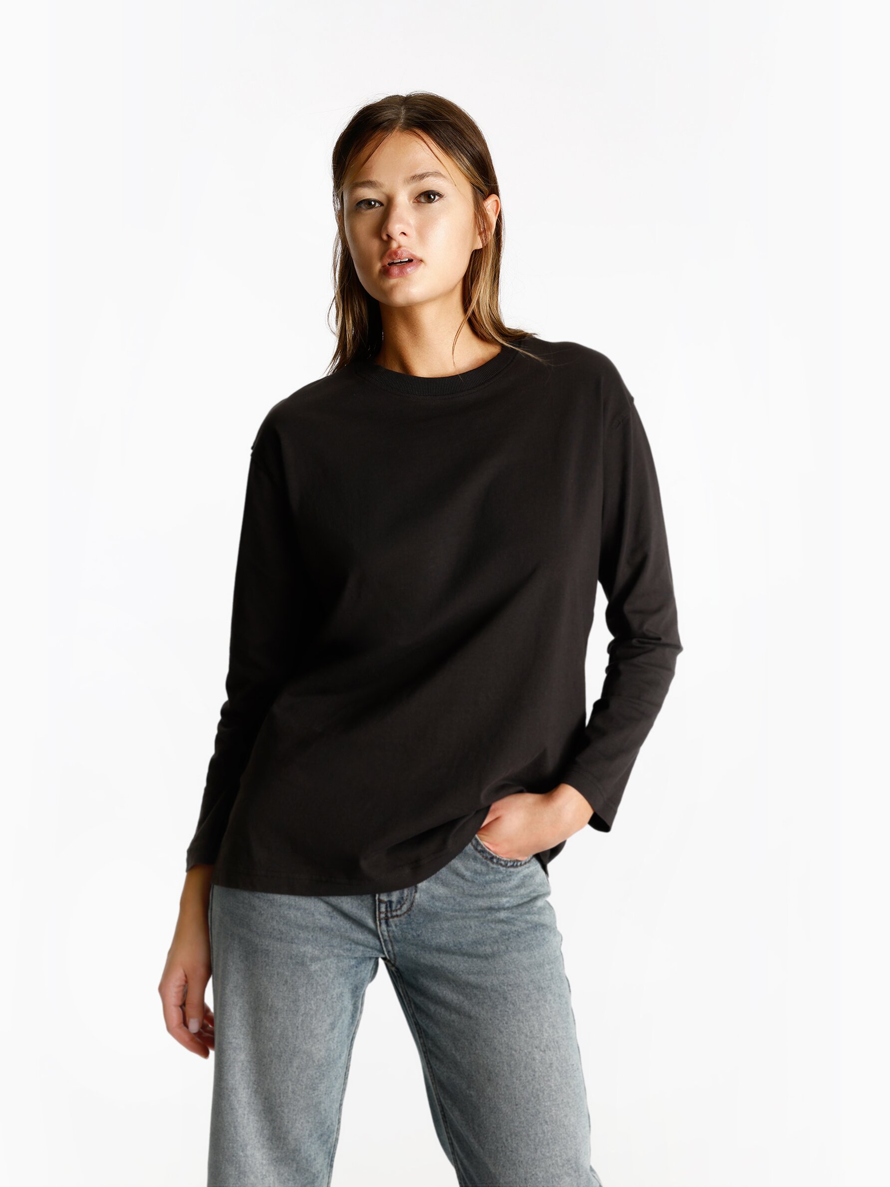 Oversized black long outlet sleeve shirt