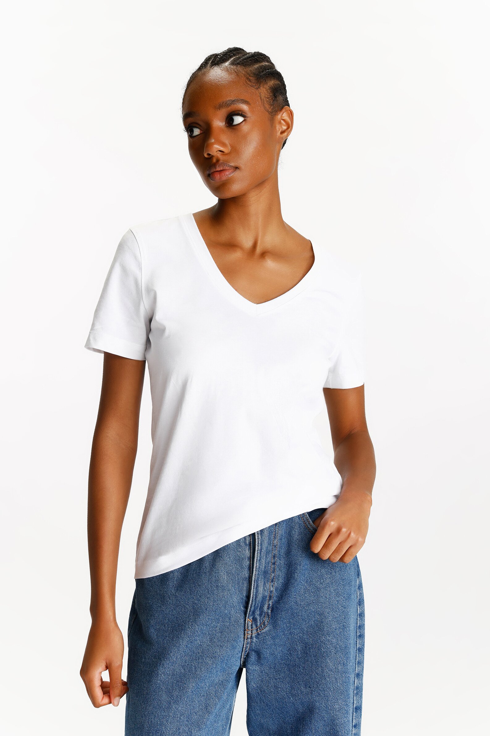 V neck sales t shirt stretch