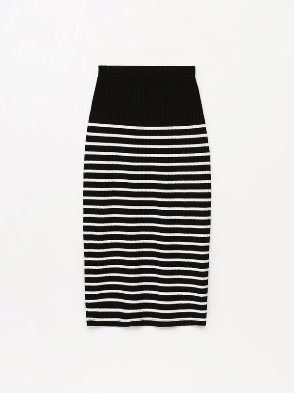 Striped cutwork knit skirt