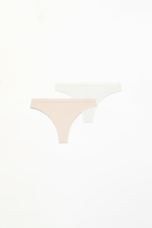 Pack of 2 seamless ribbed thongs
