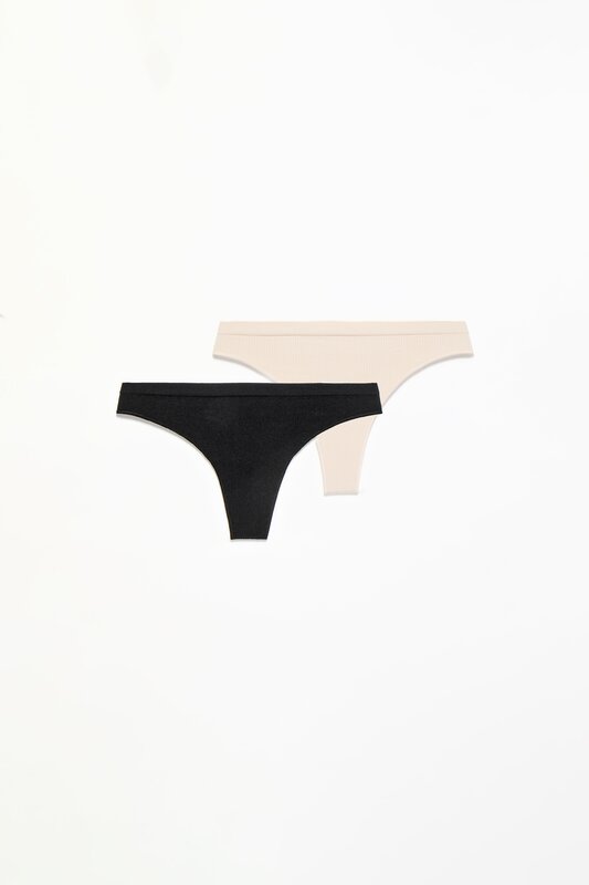 Pack of 2 seamless ribbed thongs - Brazilian Briefs - Briefs - Underwear -  UNDERWEAR, PYJAMAS - Woman 