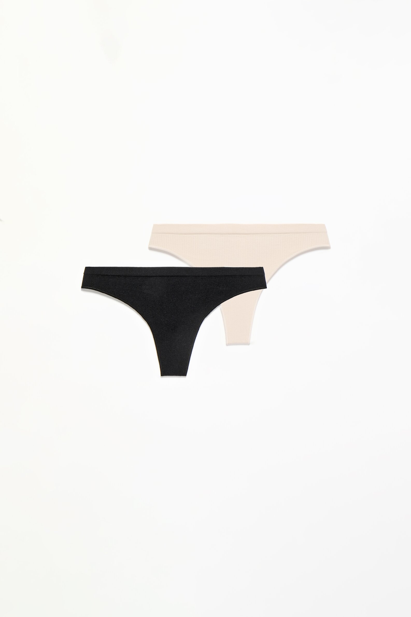 Invisible Microfiber Thong 2 Pack - Light Sand/Black