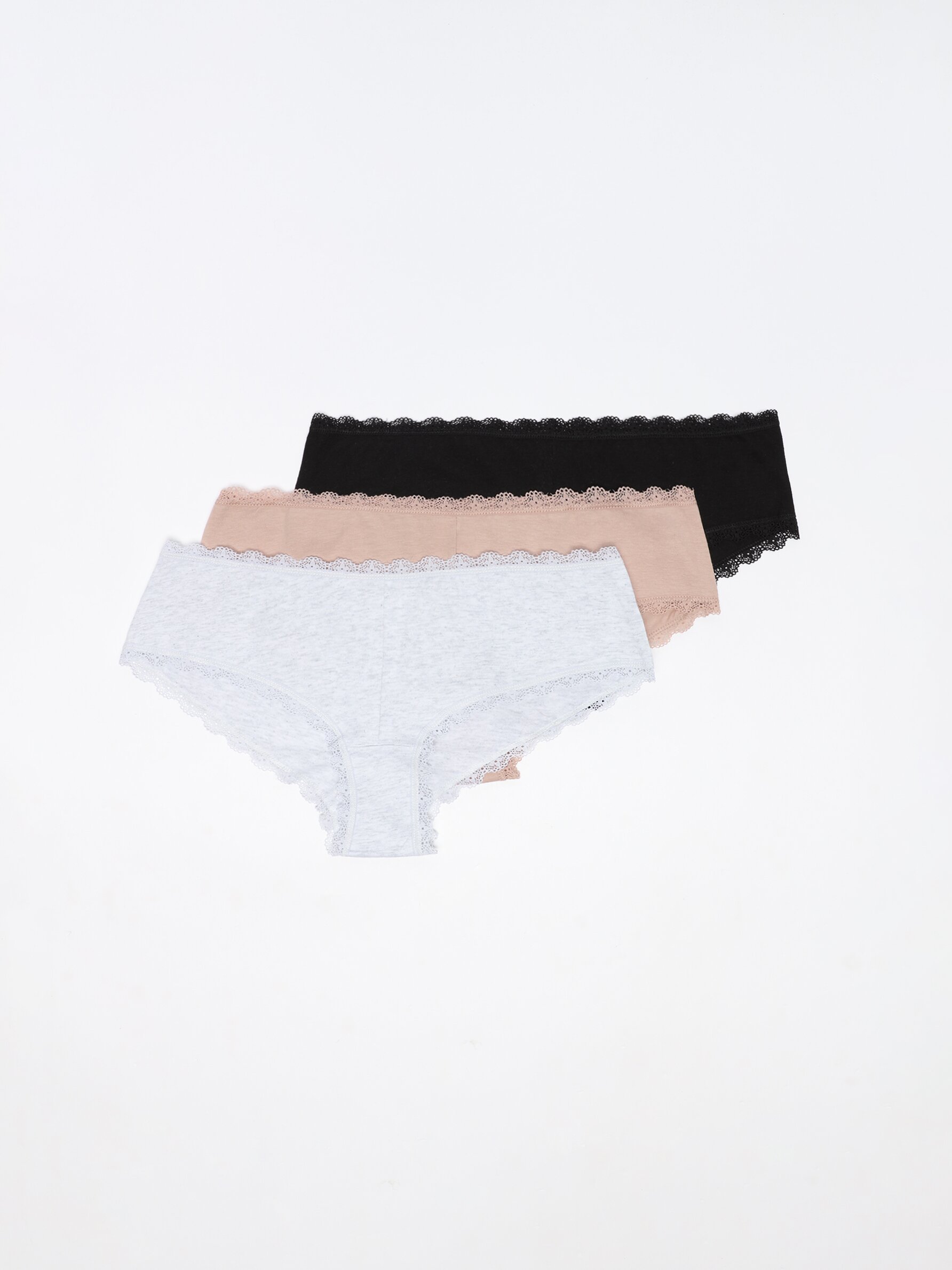 Pack of 3 hipster briefs with lace trim Cotton Briefs