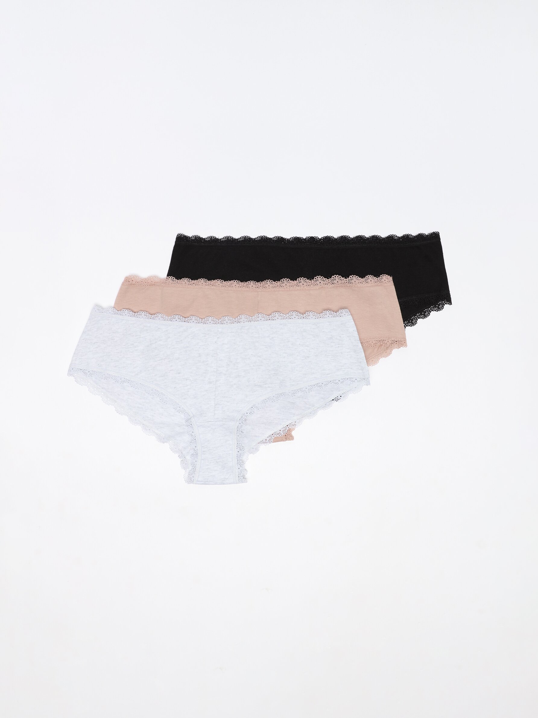 Pack of 3 hipster briefs with lace trim - Briefs - Underwear - CLOTHING -  Woman 